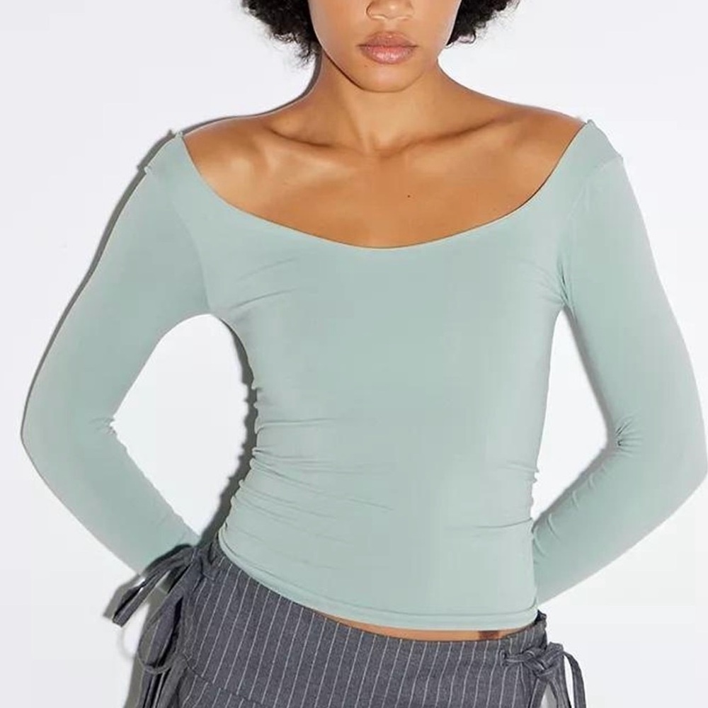 Urban Outfitters Mint Green Off-Shoulder Top